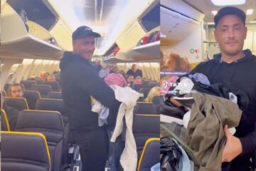 Ryanair de Málaga para Glasgow - Passageiro leva roupa nas mãos